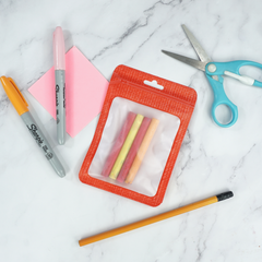 Translucent Red Thread Flat QuickQlick® Bags with Butterfly Hang Hole