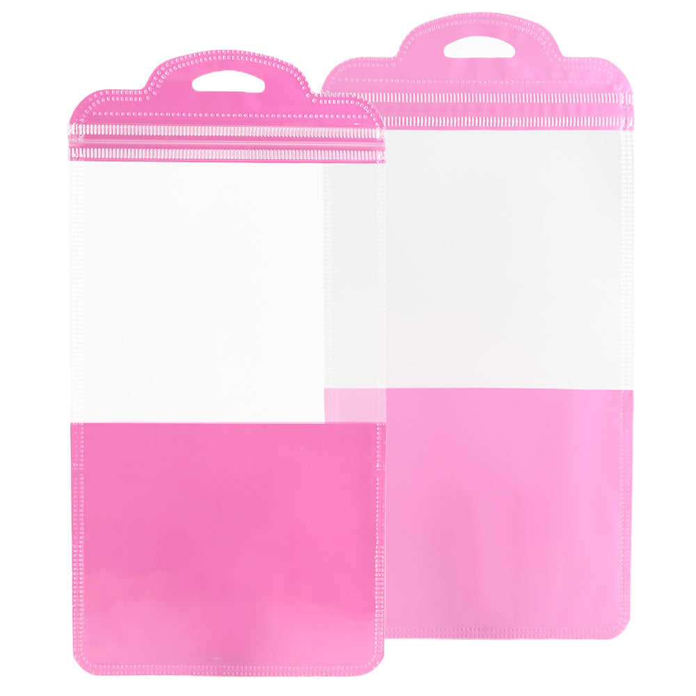 Glossy Clear Front and Half-Colored Design Zipper Seal Bags with Semi-Circular Hang Hole