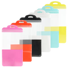 Glossy Clear Front and Half-Colored Design Zipper Seal Bags with Semi-Circular Hang Hole