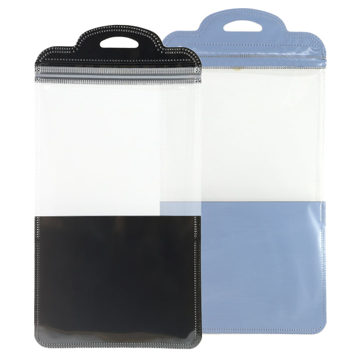 QQ Studio® Glossy Clear Front and Half-Colored Design QuickQlick™ Bags with Semi Circular Hang Hole