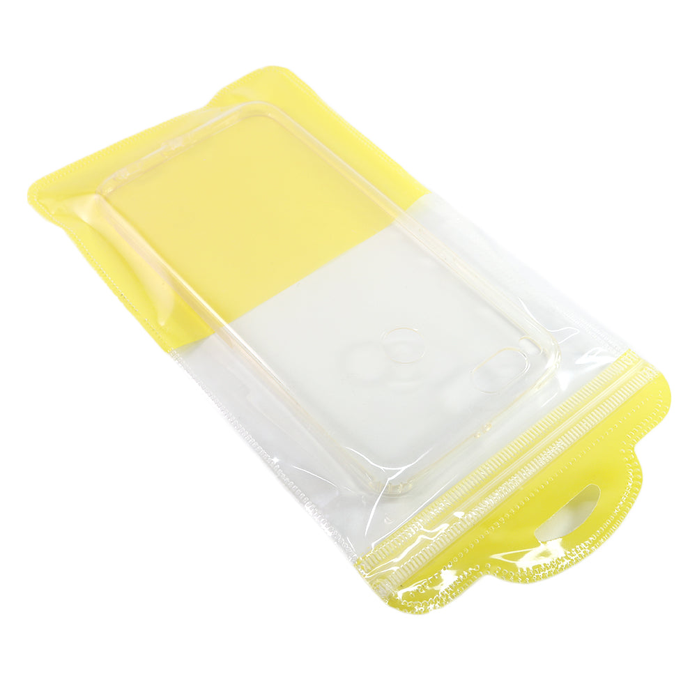 Glossy Clear Front and Half-Colored Design Zipper Seal Bags with Semi-Circular Hang Hole
