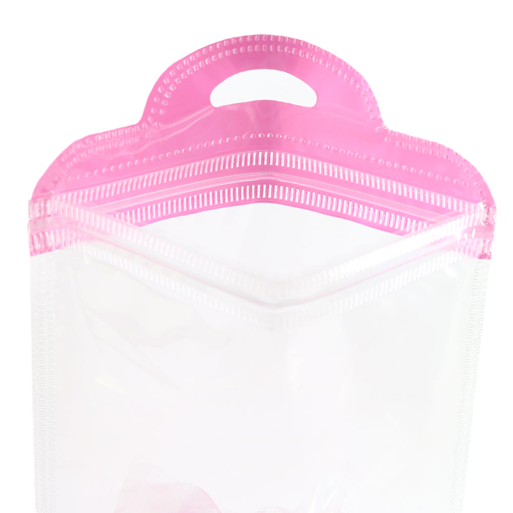 Glossy Clear Front and Half-Colored Design Zipper Seal Bags with Semi-Circular Hang Hole