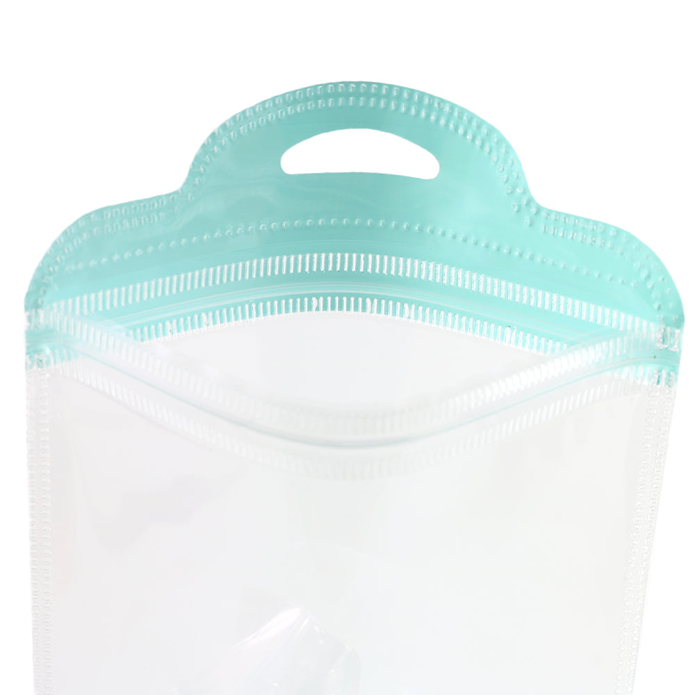 Glossy Clear Front and Half-Colored Design Zipper Seal Bags with Semi-Circular Hang Hole