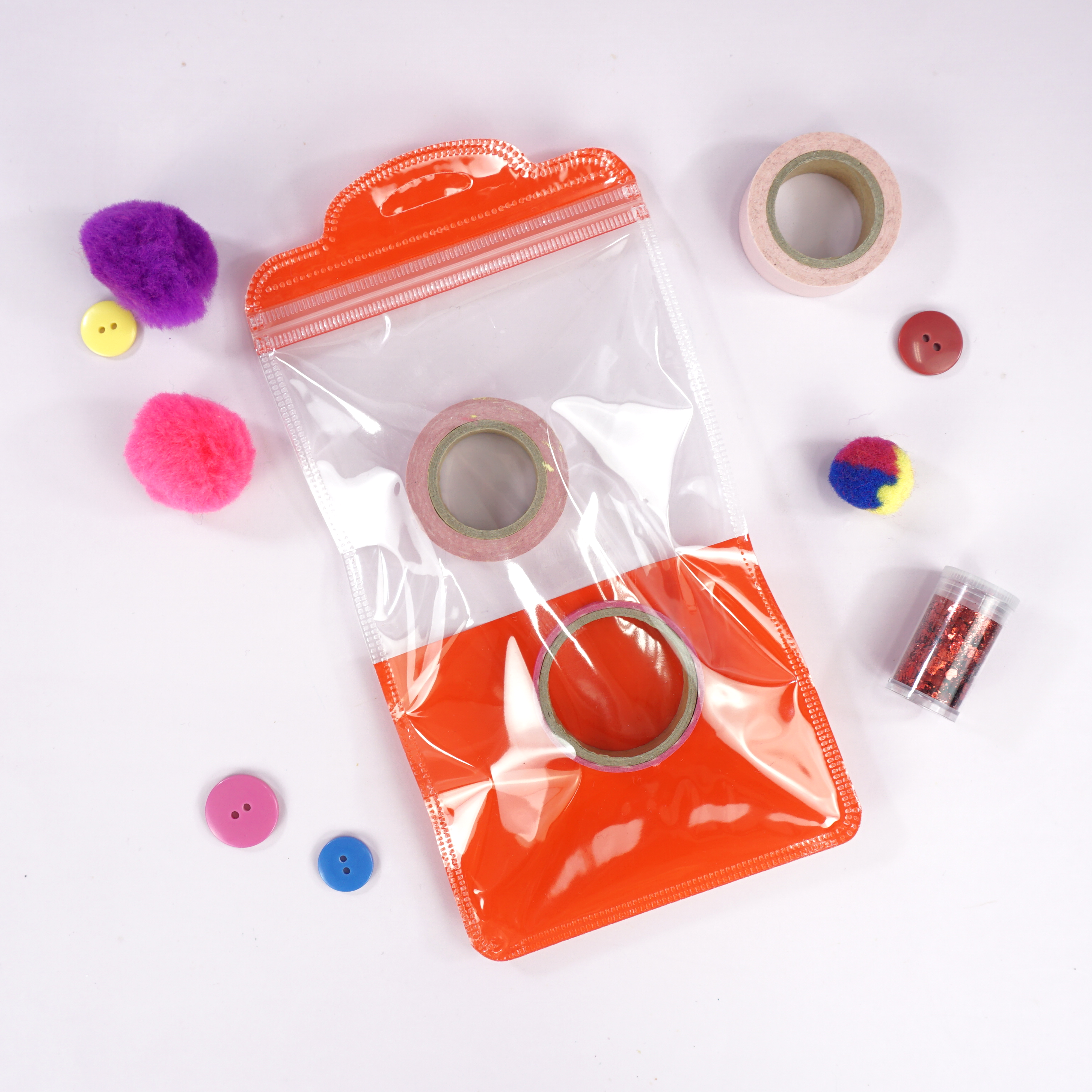 Glossy Half Ketchup Red QuickQlick® Bags with Semi Circular Hang Hole