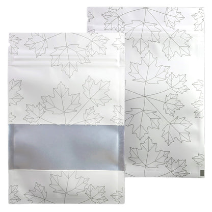 QQ Studio® Matte Frosted Window Maple Leaves Design Aluminum Flat QuickQlick™ Bags