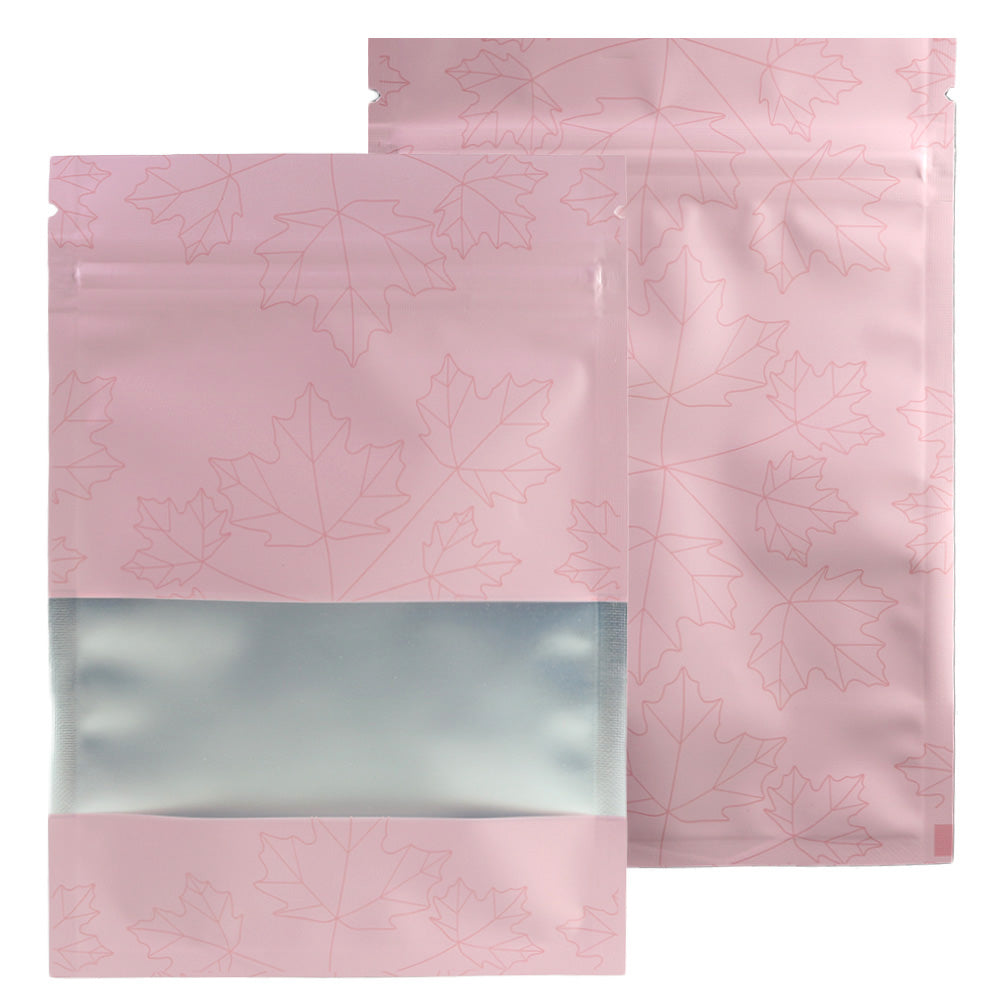 Decorative Maple Leaves Flat Zipper Seal Bags – Matte Frosted Window Aluminum Pouch