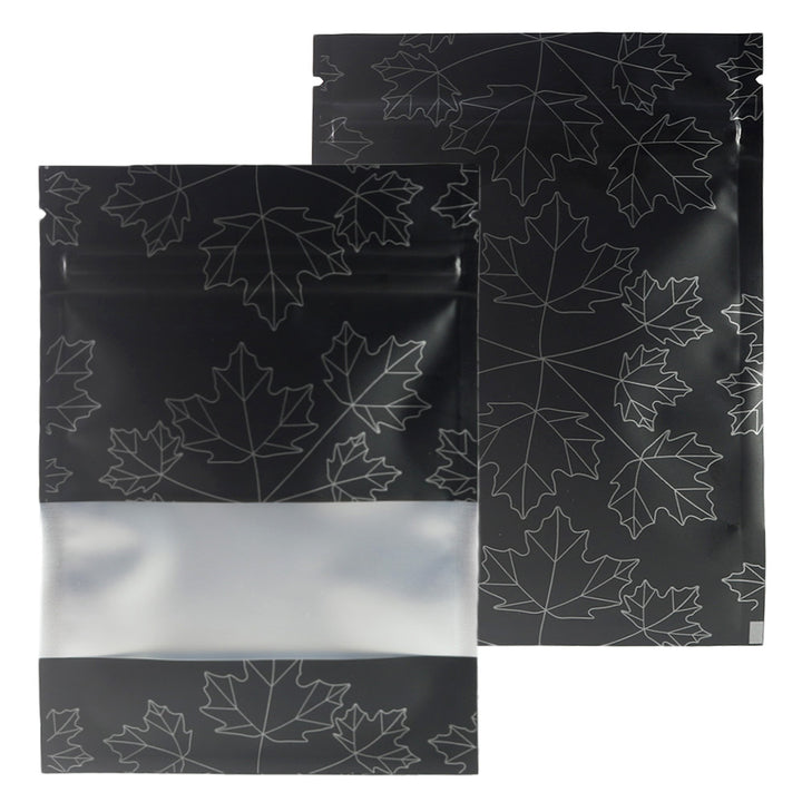 QQ Studio® Matte Frosted Window Maple Leaves Design Aluminum Flat QuickQlick™ Bags