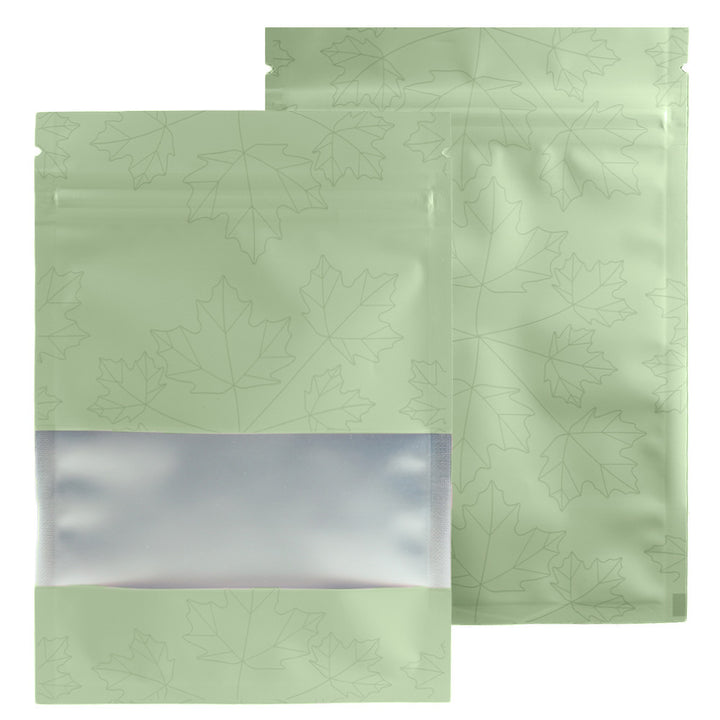 QQ Studio® Matte Fall Green Maple Leaves Design Aluminum Flat QuickQlick™ Bags