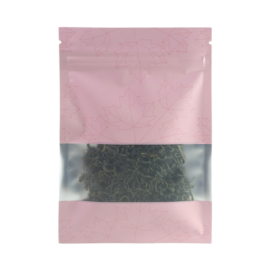 Decorative Maple Leaves Flat Zipper Seal Bags – Matte Frosted Window Aluminum Pouch