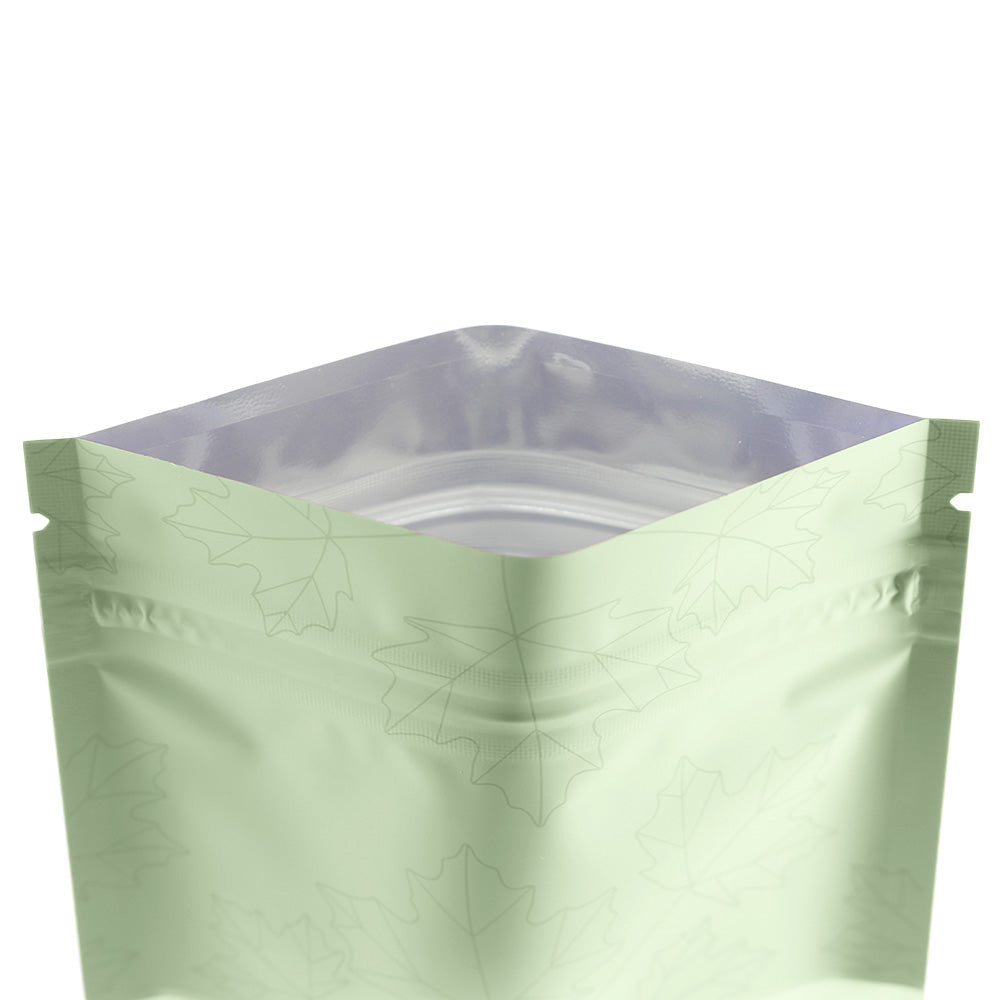 Matte Fall Green Maple Leaves Design Aluminum Flat QuickQlick® Bags