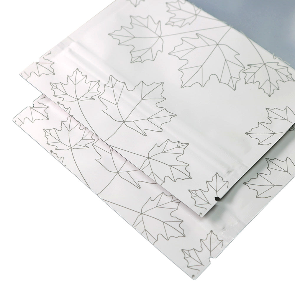 Decorative Maple Leaves Flat Zipper Seal Bags – Matte Frosted Window Aluminum Pouch