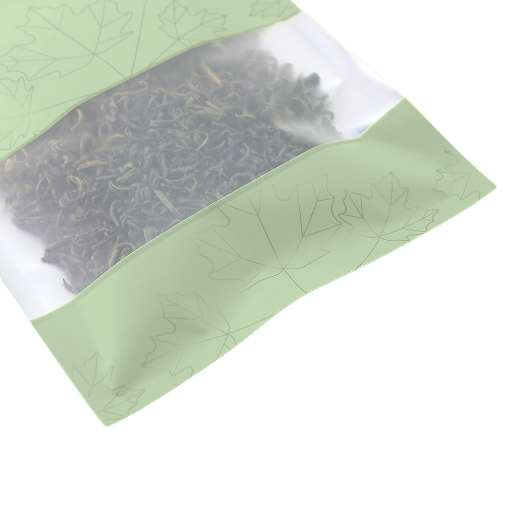 Decorative Maple Leaves Flat Zipper Seal Bags – Matte Frosted Window Aluminum Pouch