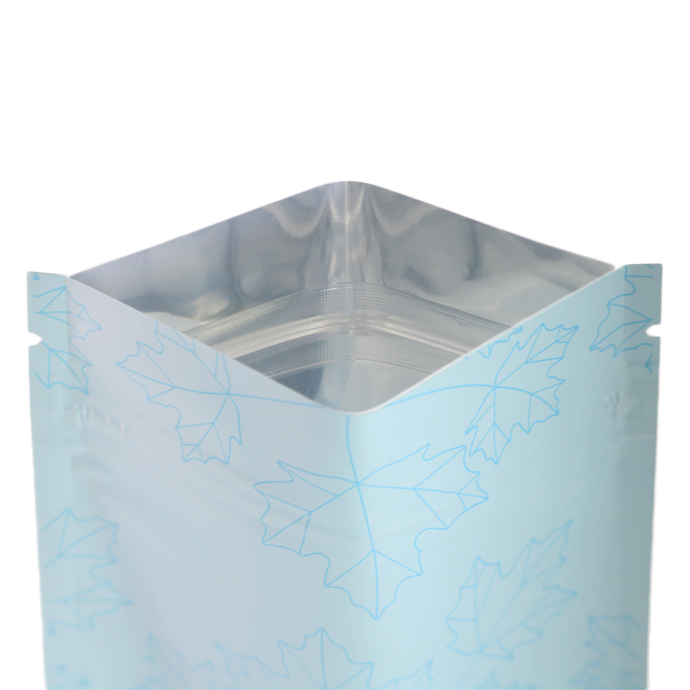 Decorative Maple Leaves Flat Zipper Seal Bags – Matte Frosted Window Aluminum Pouch