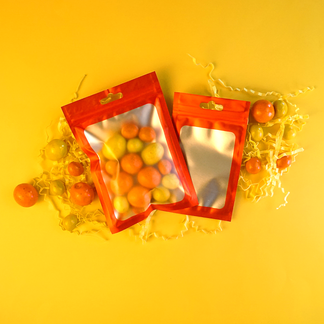 Matte Reservation Only Red Foil QuickQlick® Bags with Bordered Translucent Window and Butterfly Hang Hole