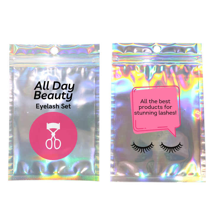 QQ Studio® Clear and Half Diamond Holographic Mylar Flat QuickQlick® Bags with Round Hang Hole (Double Side Print)
