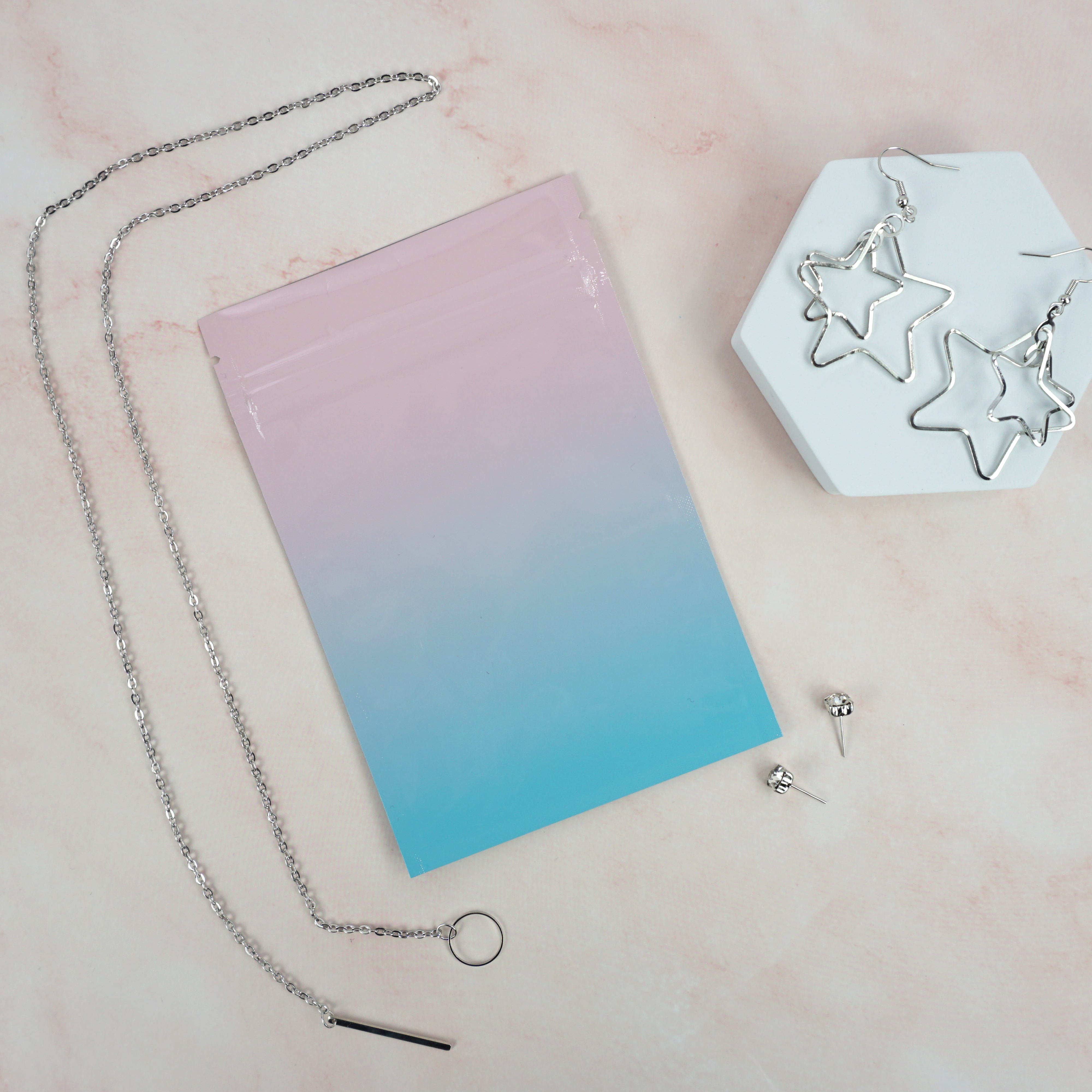 Glossy Cotton Candy Pink Two-Tone Ombre Gradient Mylar QuickQlick® Bags