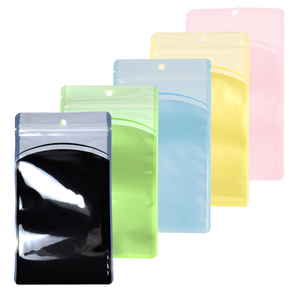 QQ Studio® Glossy Transparent Bordered Window Design Plastic QuickQlick™ Bags with Hang Hole