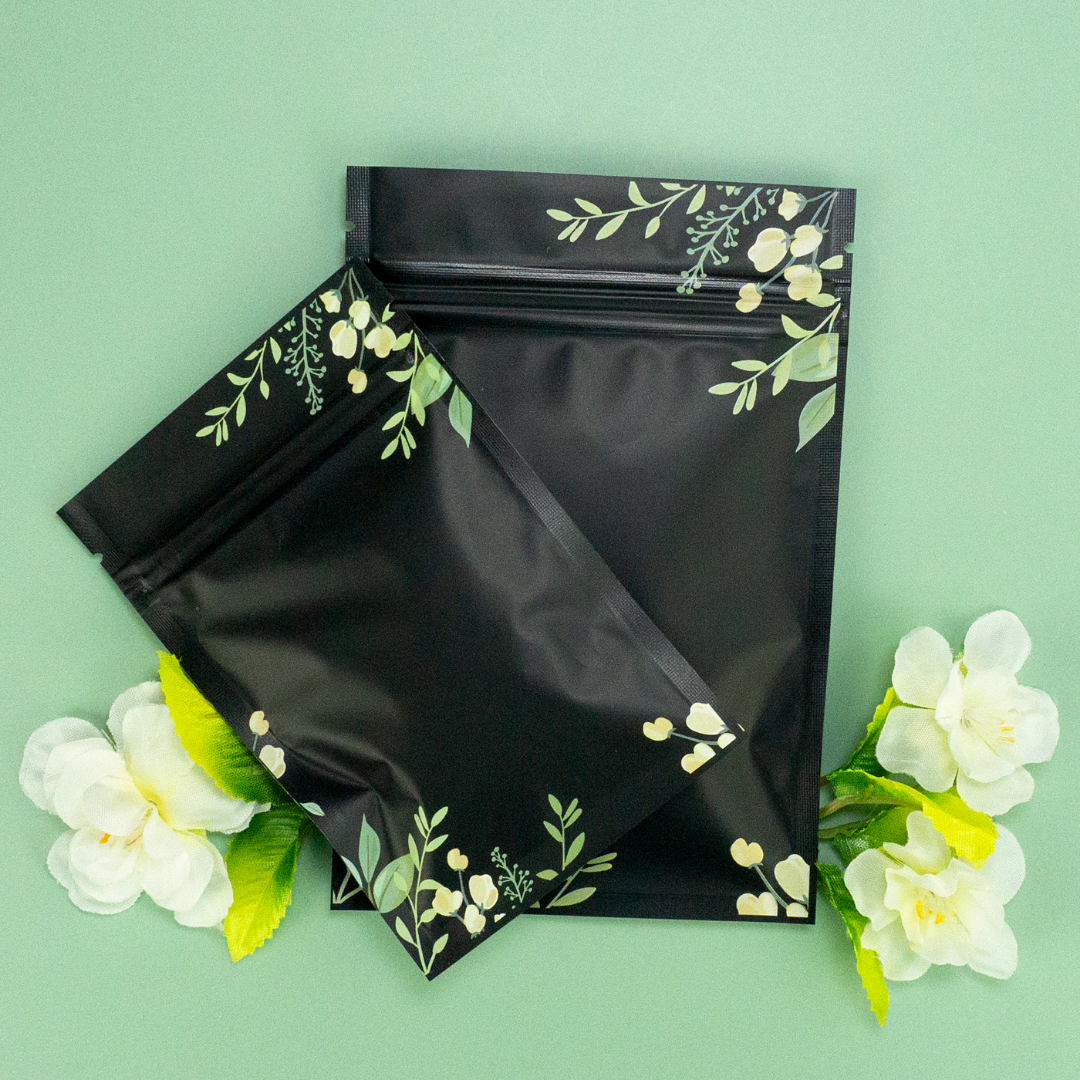 Matte Midnight Garden Black Zipper Seal Foil Bags