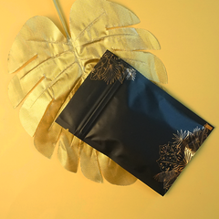 Matte Black Gold Leaf Foil Flat Zipper Seal Bags