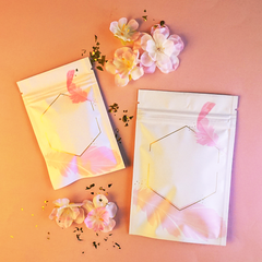 Matte Galah White Geometric Foil Zipper Seal Bags