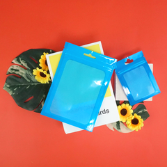 Glossy Neon Blue Bordered Window QuickQlick® Bags with Butterfly Hang Hole