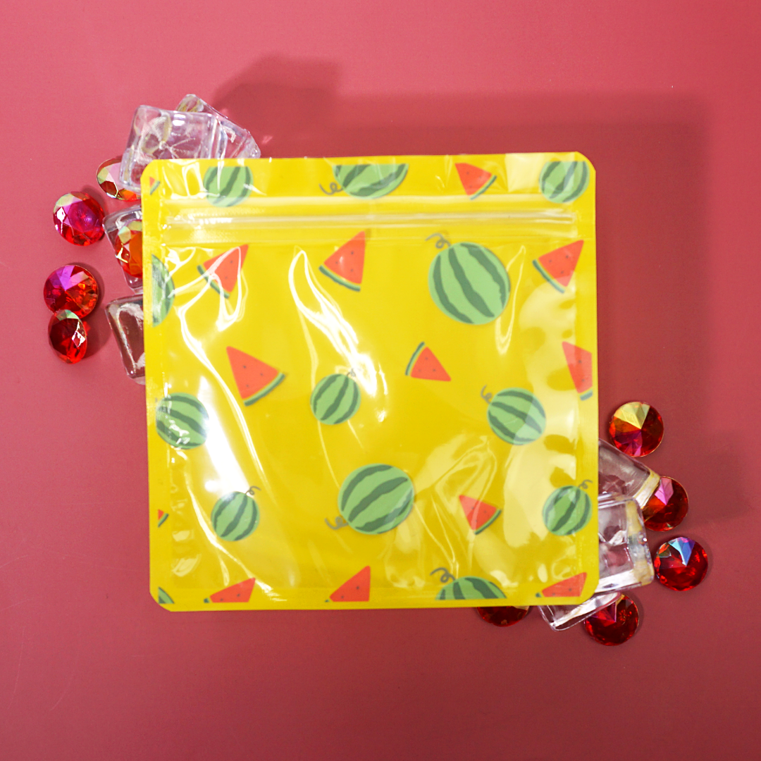 Watermelon Yellow Designed Multi-Icon Pattern QuickQlick® Bags with Clear Window