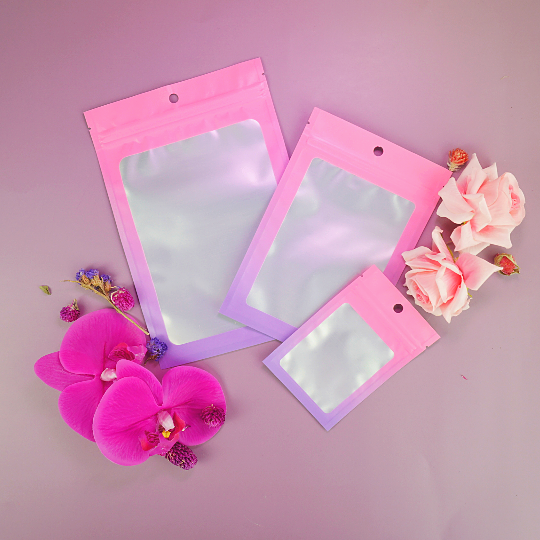Matte Sugilite Pink Gradient QuickQlick® Bags with Translucent Window