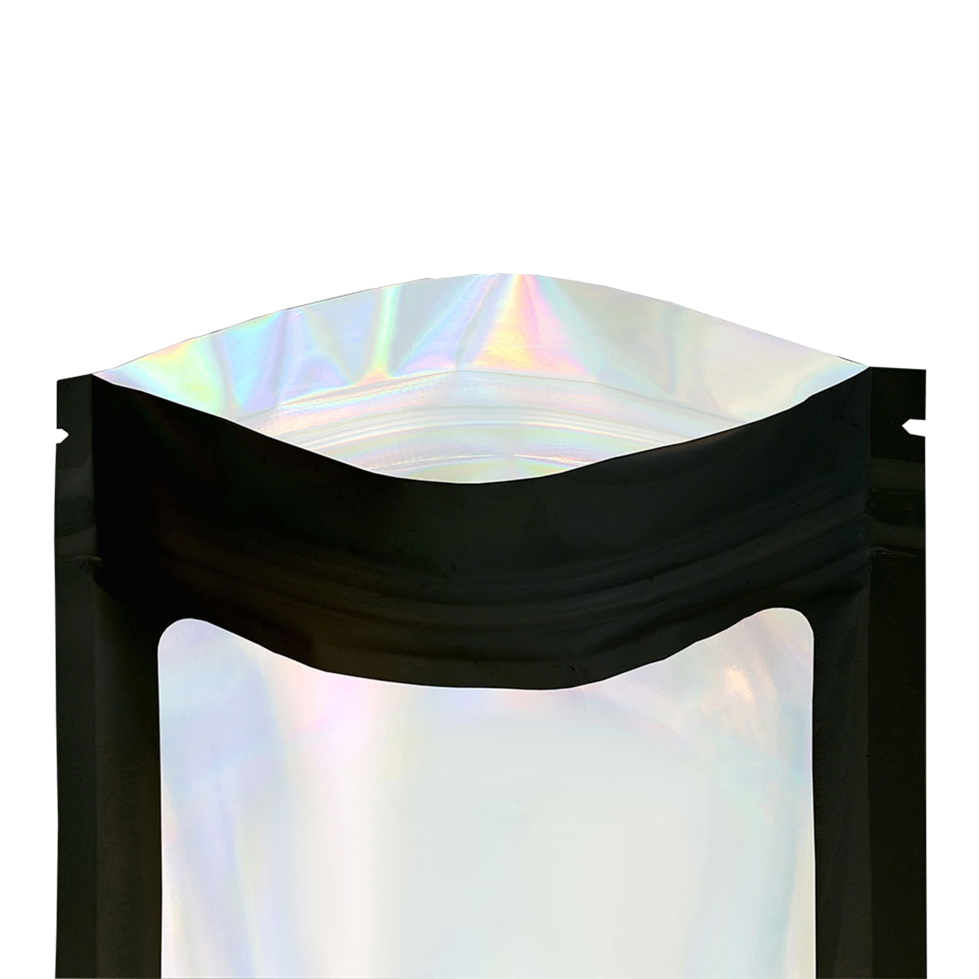 Flat Zipper Seal Bags – Universal Black QuickQlick® with Clear Window and Holographic Lining
