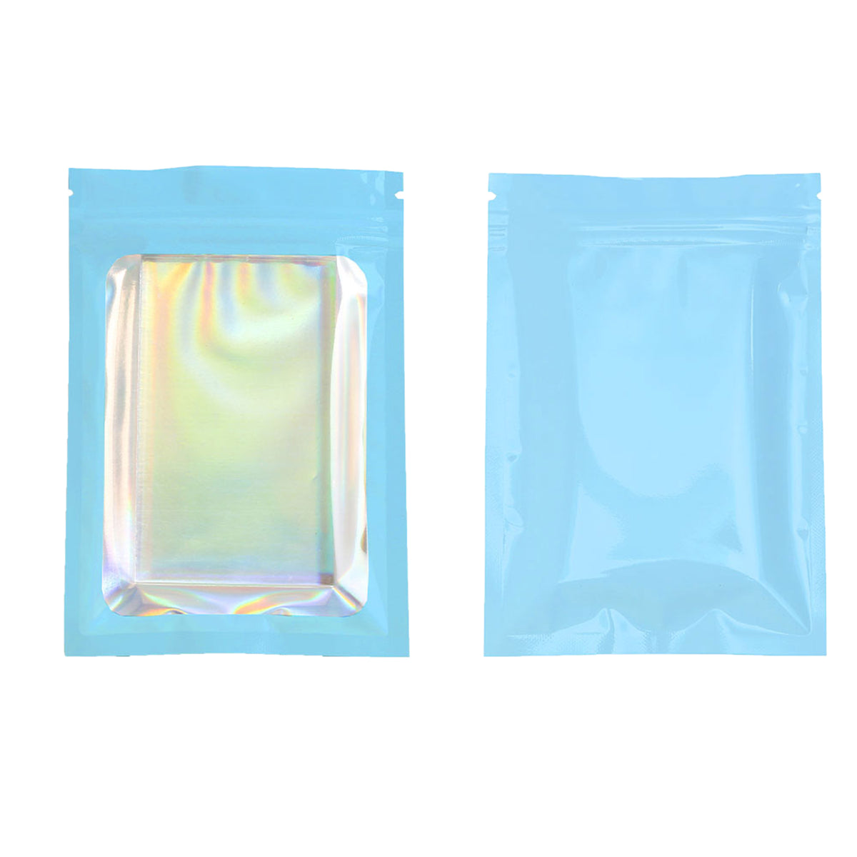 Flat Zipper Seal Bags – Neptune Blue QuickQlick® with Clear Window and Holographic Inside