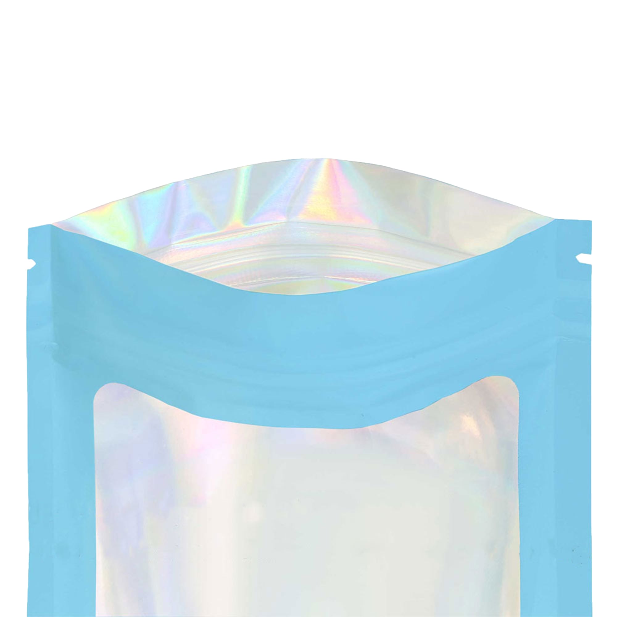 Flat Zipper Seal Bags – Neptune Blue QuickQlick® with Clear Window and Holographic Inside