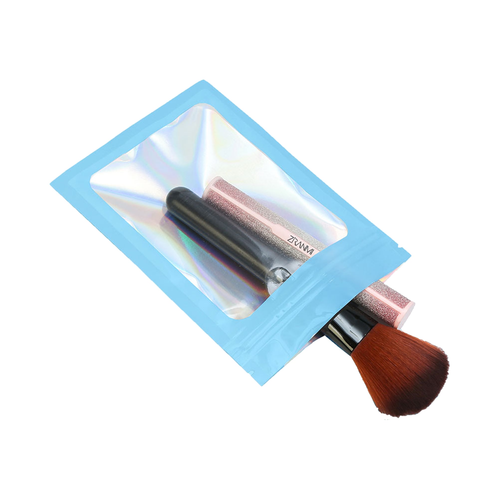 Flat Zipper Seal Bags – Neptune Blue QuickQlick® with Clear Window and Holographic Inside