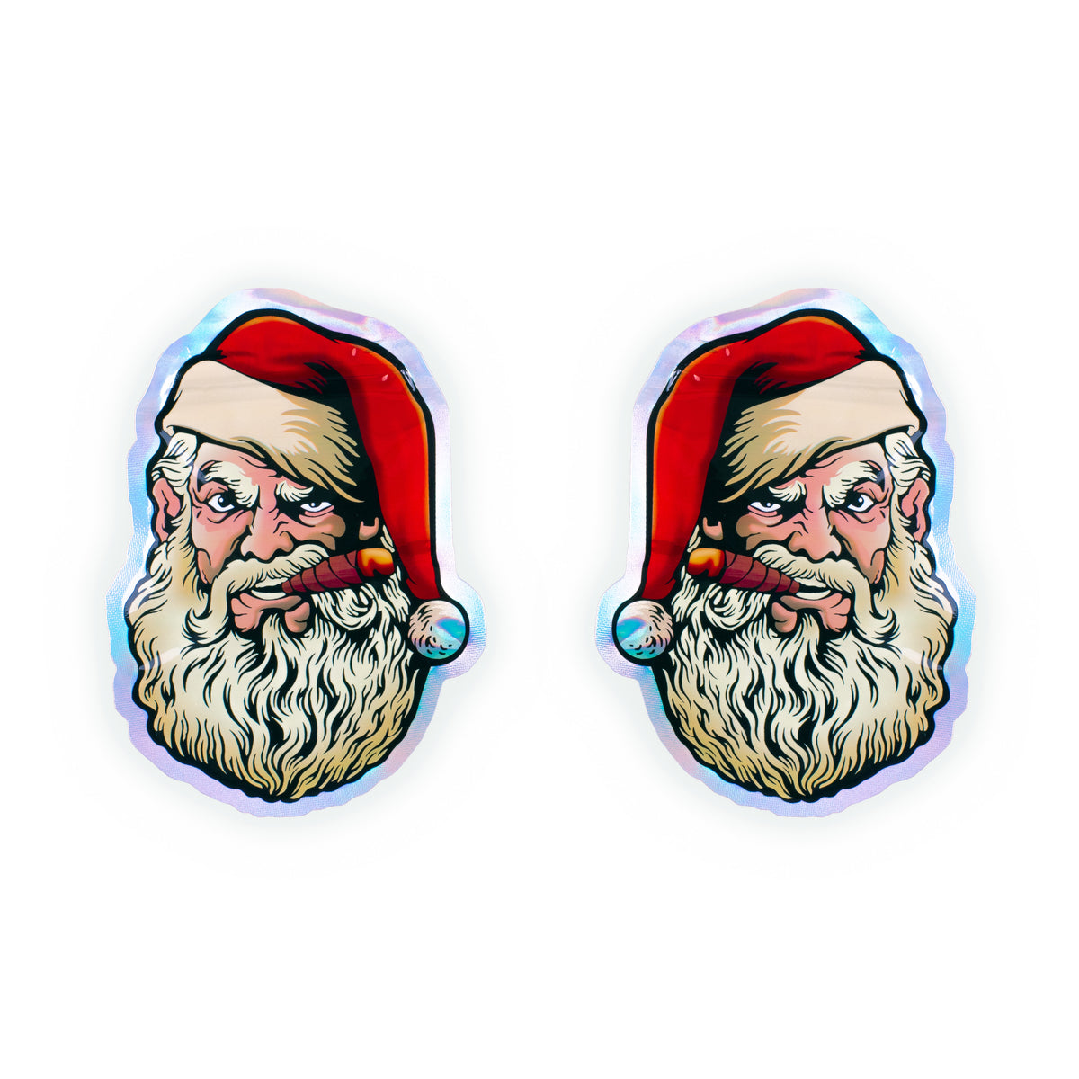 Reusable Flat Zipper Seal Bags – Holographic Bad Santa Design Metallic Foil