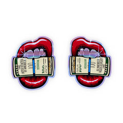 Reusable Flat Zipper Seal Bags – Holographic Money Red Lip Design Metallic Foil