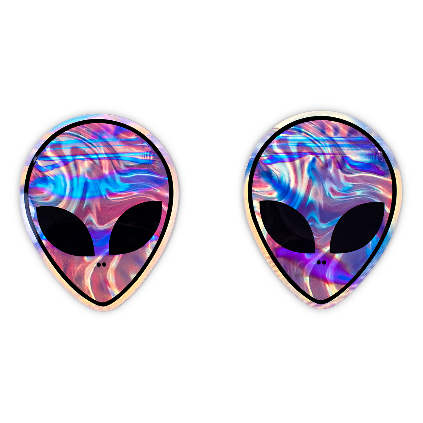 QQ Studio® Silver Holographic Alien Head Design Metallic Foil QuickQlick® Bags