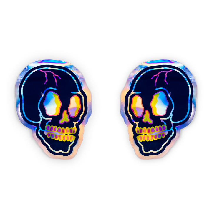 QQ Studio® Holographic Blue Skull Design Metallic Foil QuickQlick® Bags