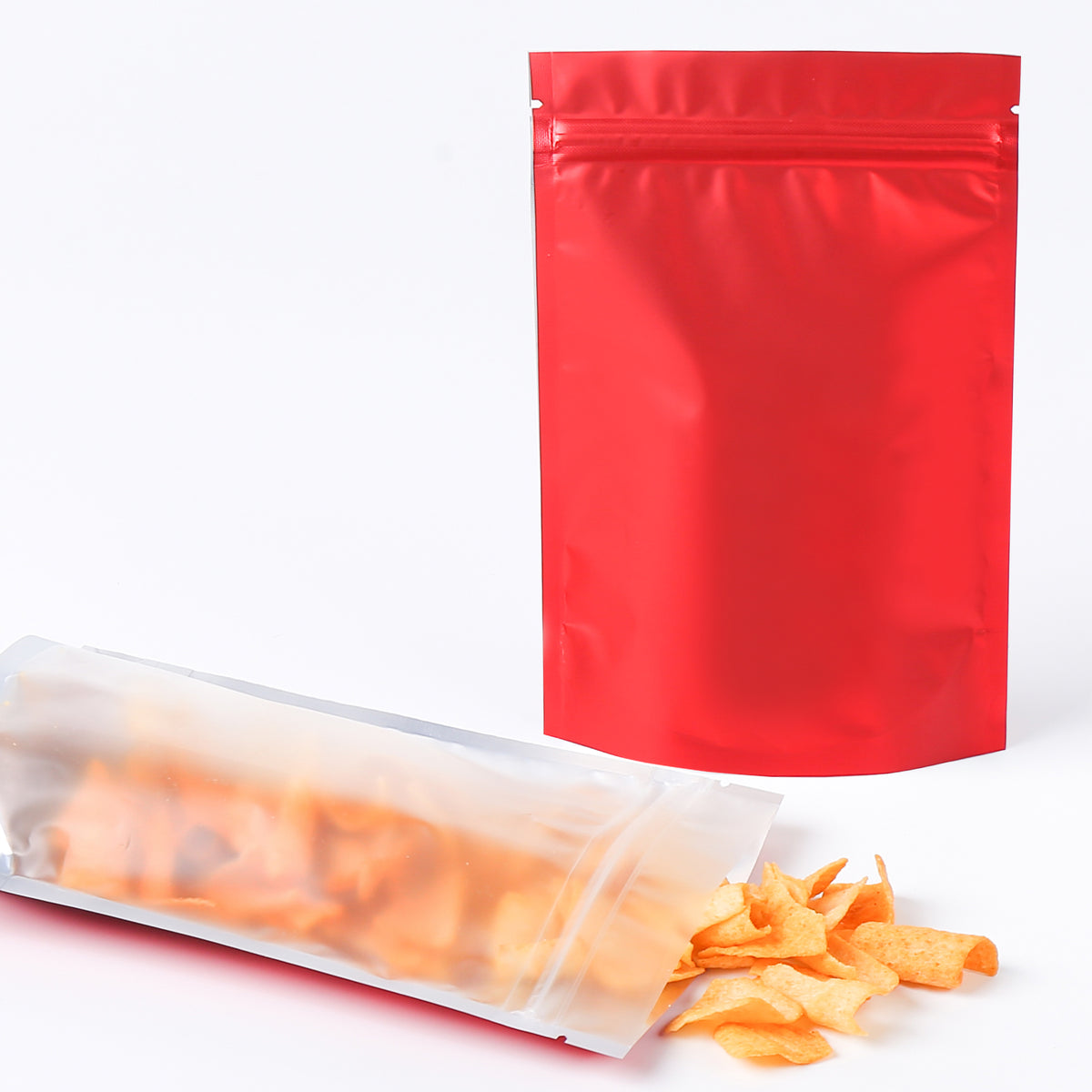 Matte Half Brick Red Metallic Mylar Stand Strong® Bags