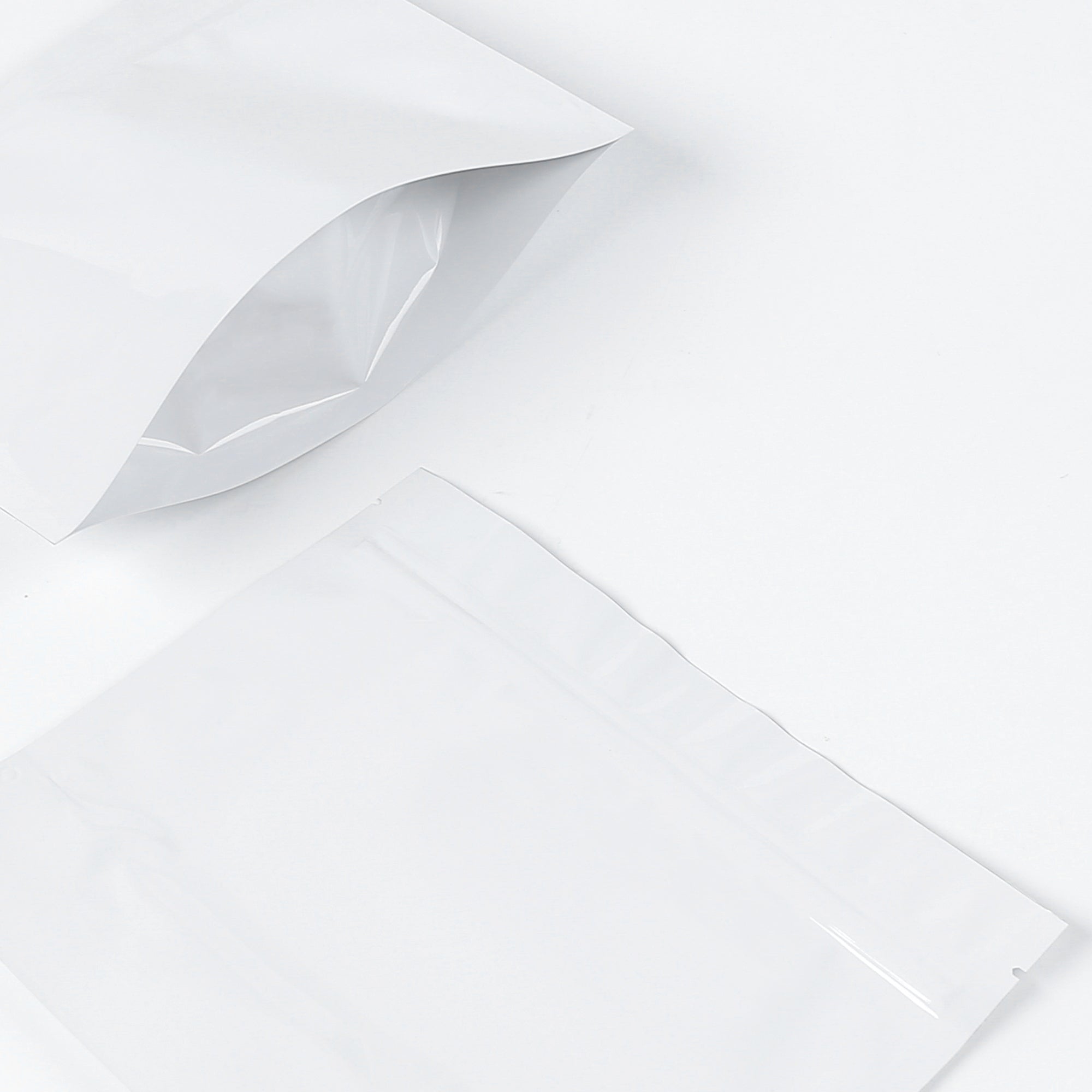 Double-Sided Glossy Arctic White Horizontal Mylar Stand Strong® Bags