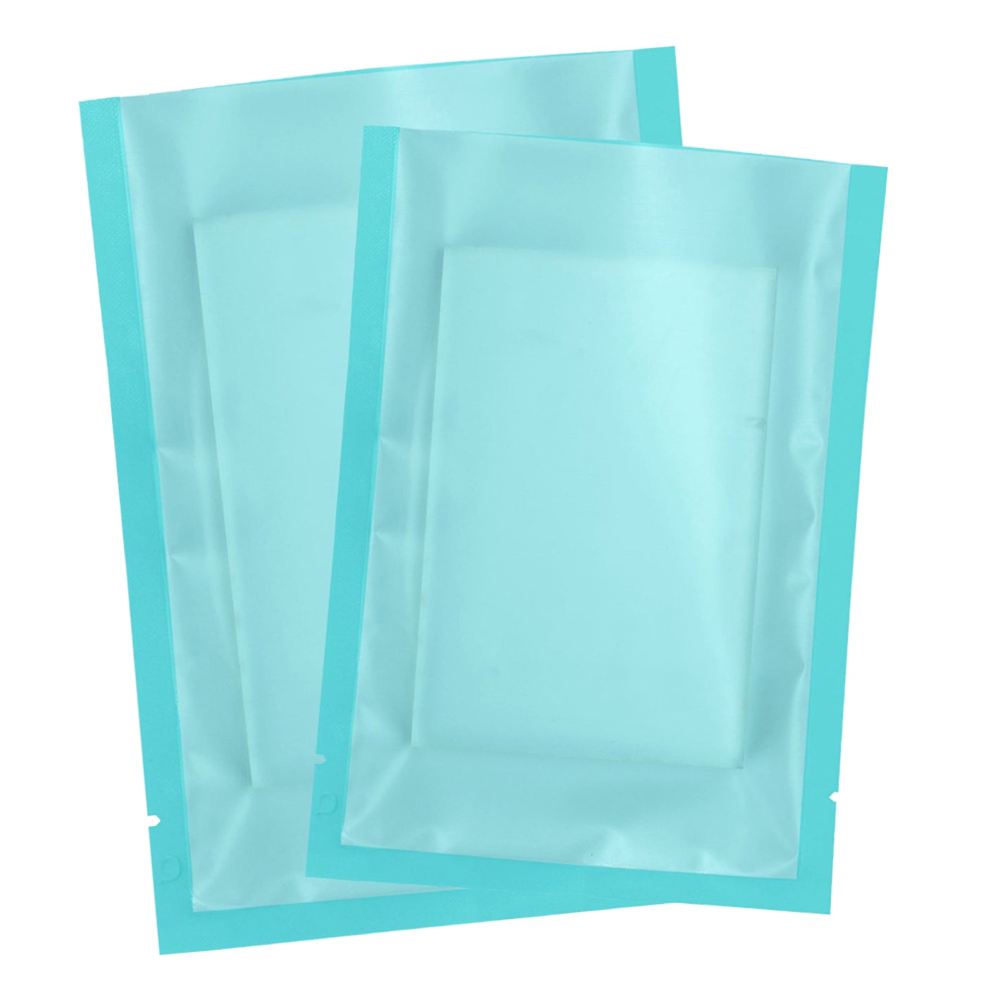 QQ Studio® Biscuit Blue Matte Plastic SlickSeal™ Bags with Frosted Window