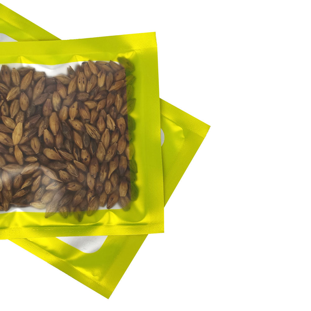 Matte Yellow Green Translucent Border Design Mylar Foil Flat QuickQlick® Bags with Butterfly Hang Hole