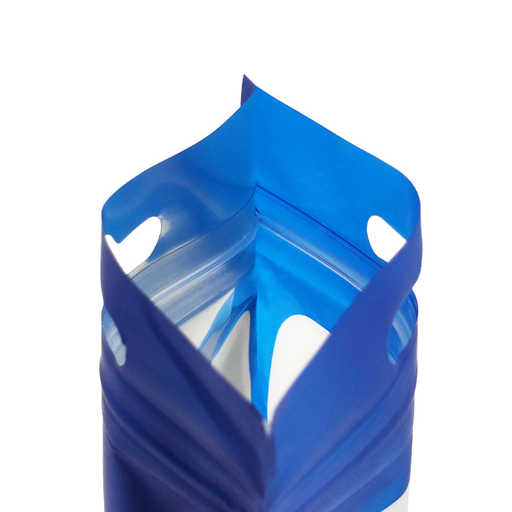 Matte Cobalt Blue Border Mylar Foil Flat QuickQlick® Bags with Butterfly Hang Hole