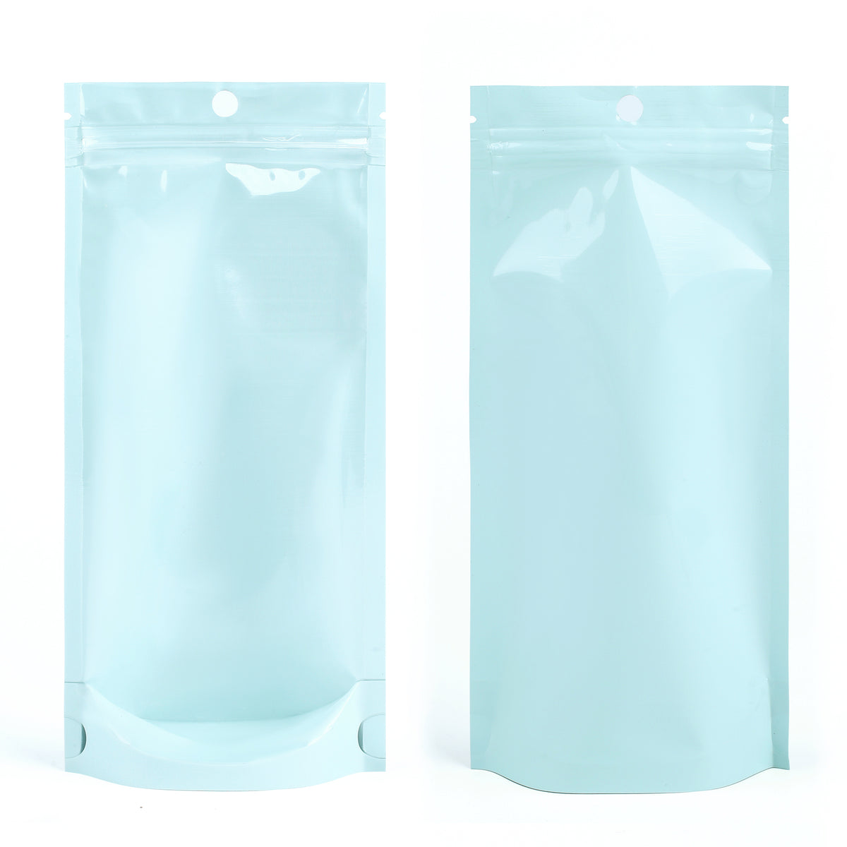 Glossy Robin Egg Blue Pastel Tall Stand Strong® Zipper Seal Bags with Round Hang-Hole