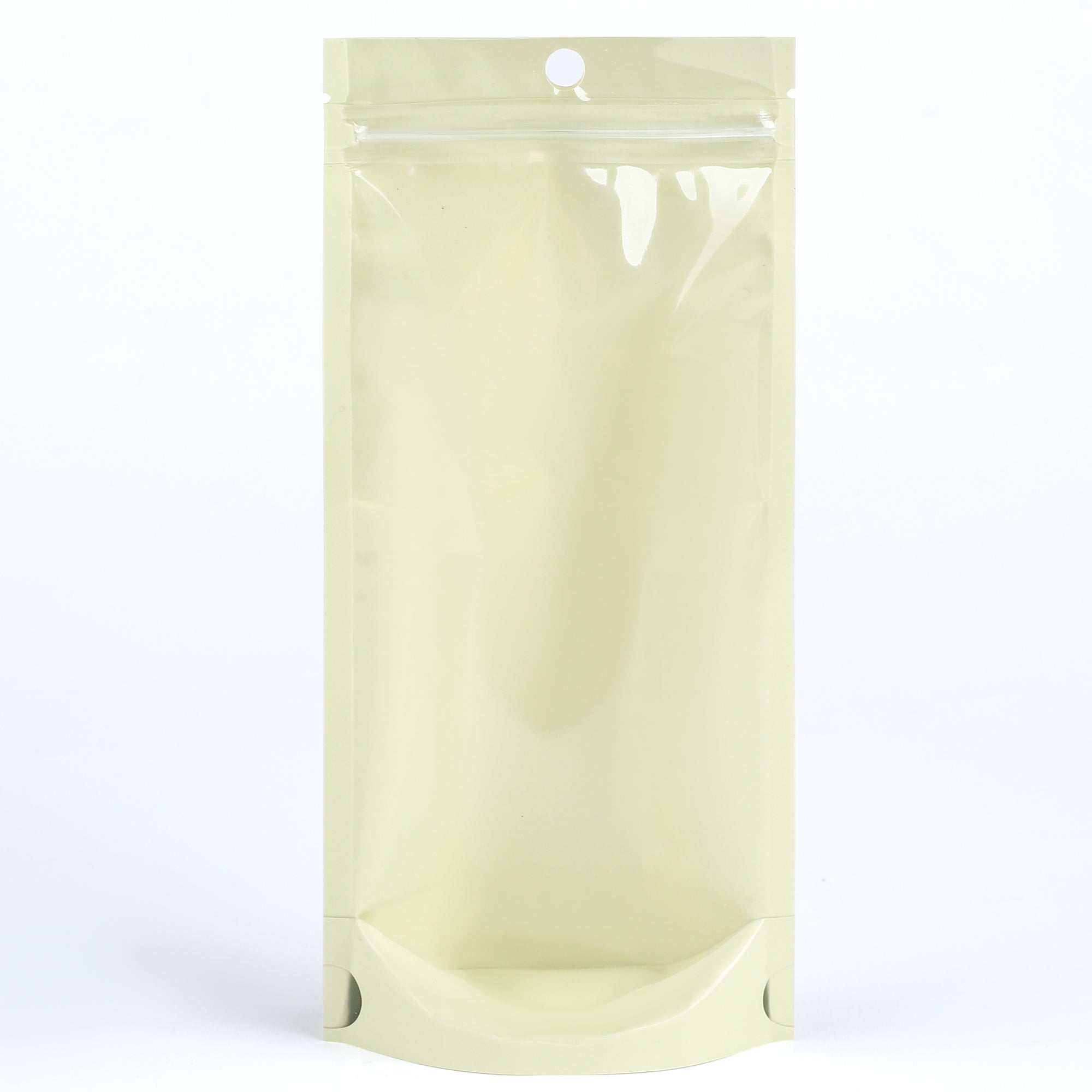 Glossy Jasmine Yellow Pastel Tall Stand Strong® Zipper Seal Bags with Round Hang-Hole