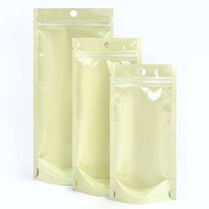 QQ Studio Glossy Jasmine Yellow Pastel Tall Stand Strong® Zipper Seal Bags with Round Hang-Hole