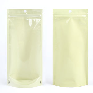 QQ Studio Glossy Jasmine Yellow Pastel Tall Stand Strong® Zipper Seal Bags with Round Hang-Hole