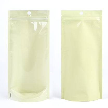 QQ Studio Glossy Jasmine Yellow Pastel Tall Stand Strong® Zipper Seal Bags with Round Hang-Hole