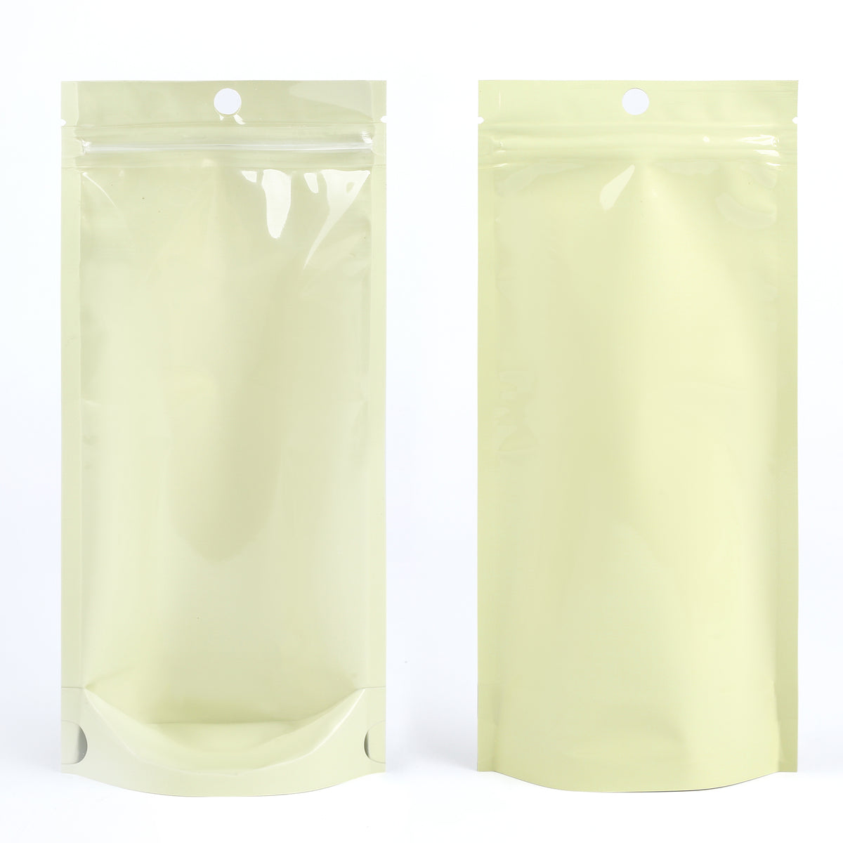 Glossy Jasmine Yellow Pastel Tall Stand Strong® Zipper Seal Bags with Round Hang-Hole