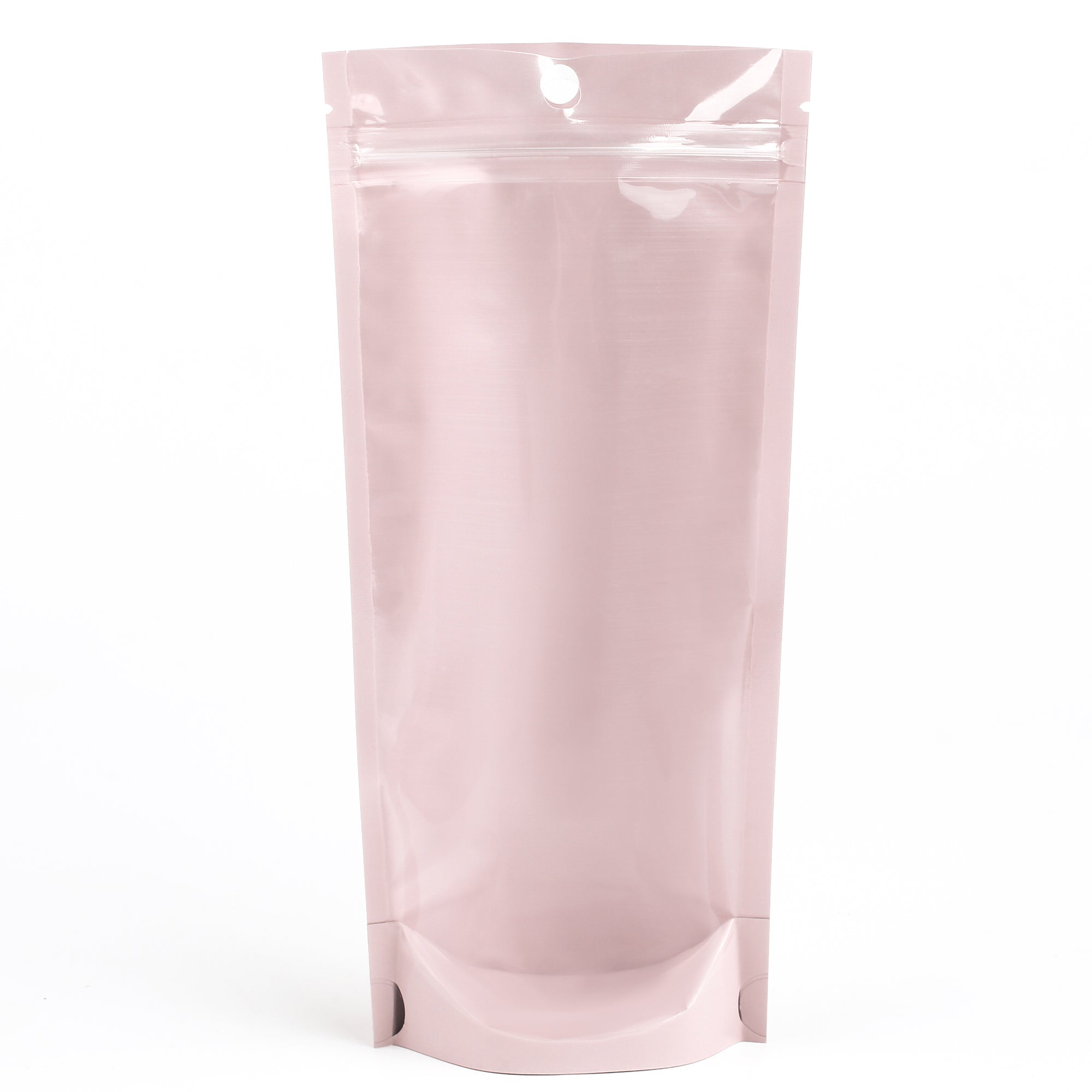 Glossy Sun Kissed Pink Pastel Tall Stand Strong® Zipper Seal Bags with Round Hang-Hole