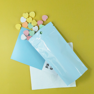 QQ Studio® Glossy Robin Egg Blue Pastel Tall Stand Strong® Zipper Seal Bags with Round Hang-Hole