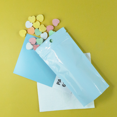 Glossy Robin Egg Blue Pastel Tall Stand Strong® Zipper Seal Bags with Round Hang-Hole
