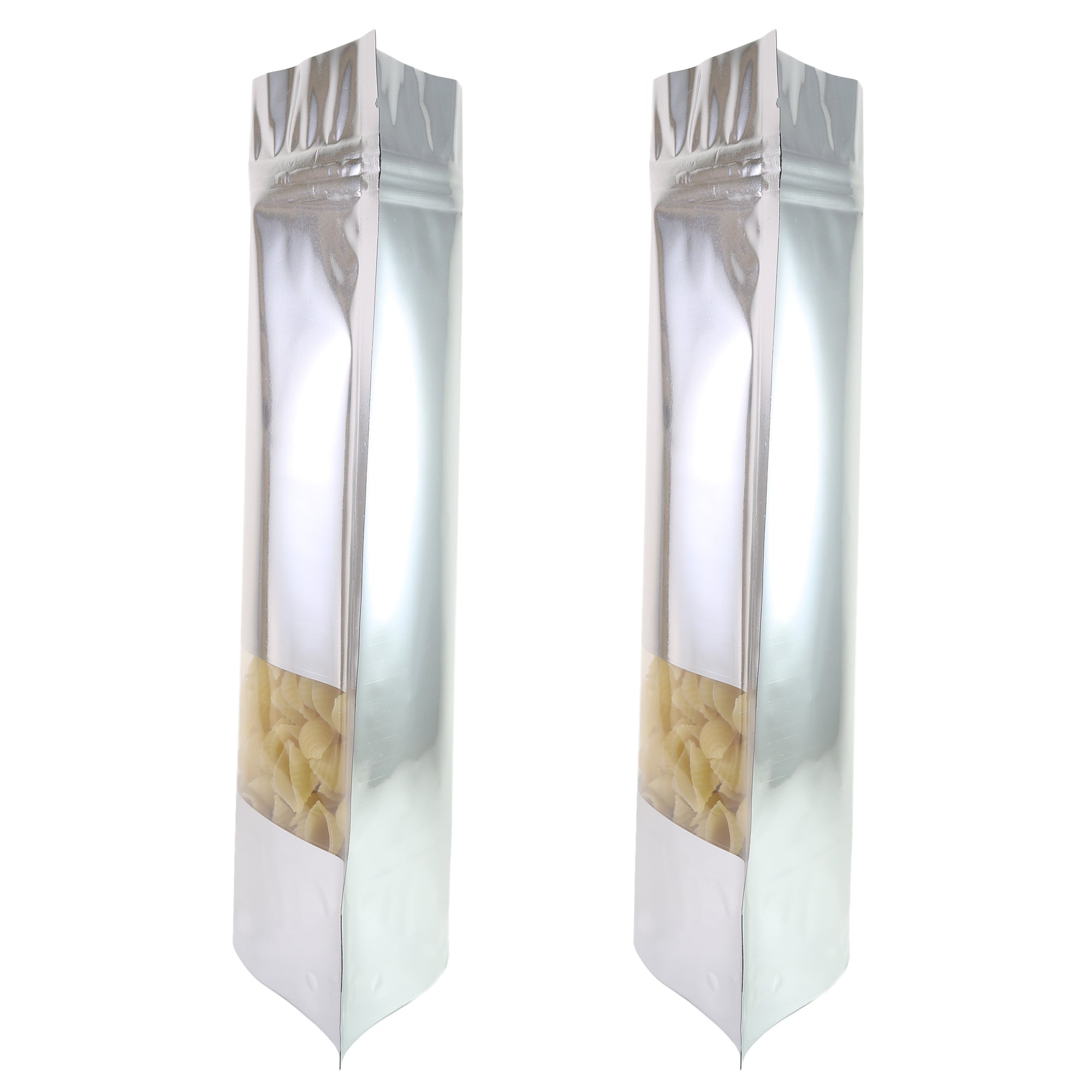 Glossy Chrome Silver Metallic Foil with Transparent Window Stand Strong® Bags
